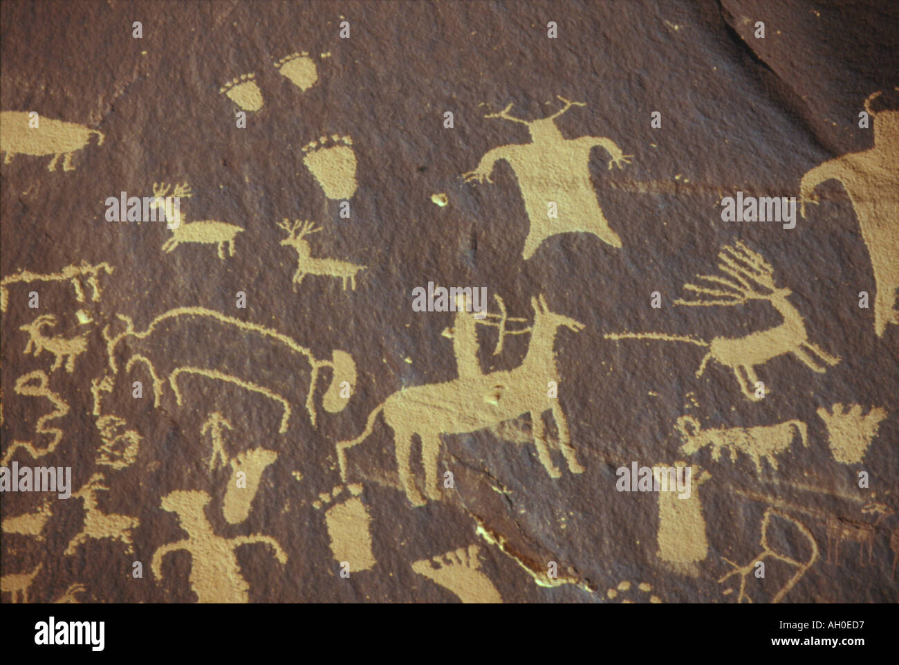 Zeitung Rock - Anasazi Petroglyphen im Arches National Park, Utah Stockfoto