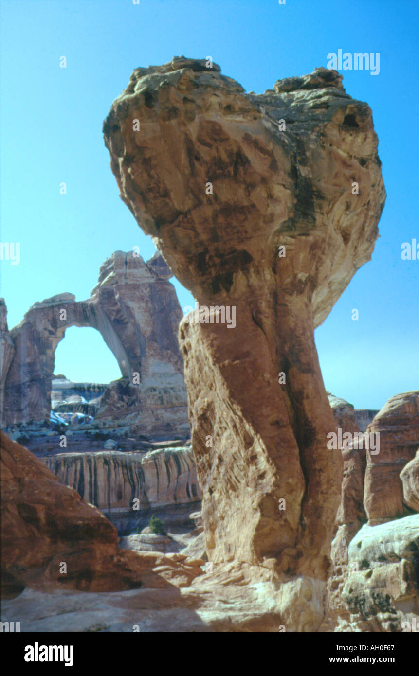 Angel Arch und Herz geformten Säule Salt Creek Canyon Utah Stockfoto