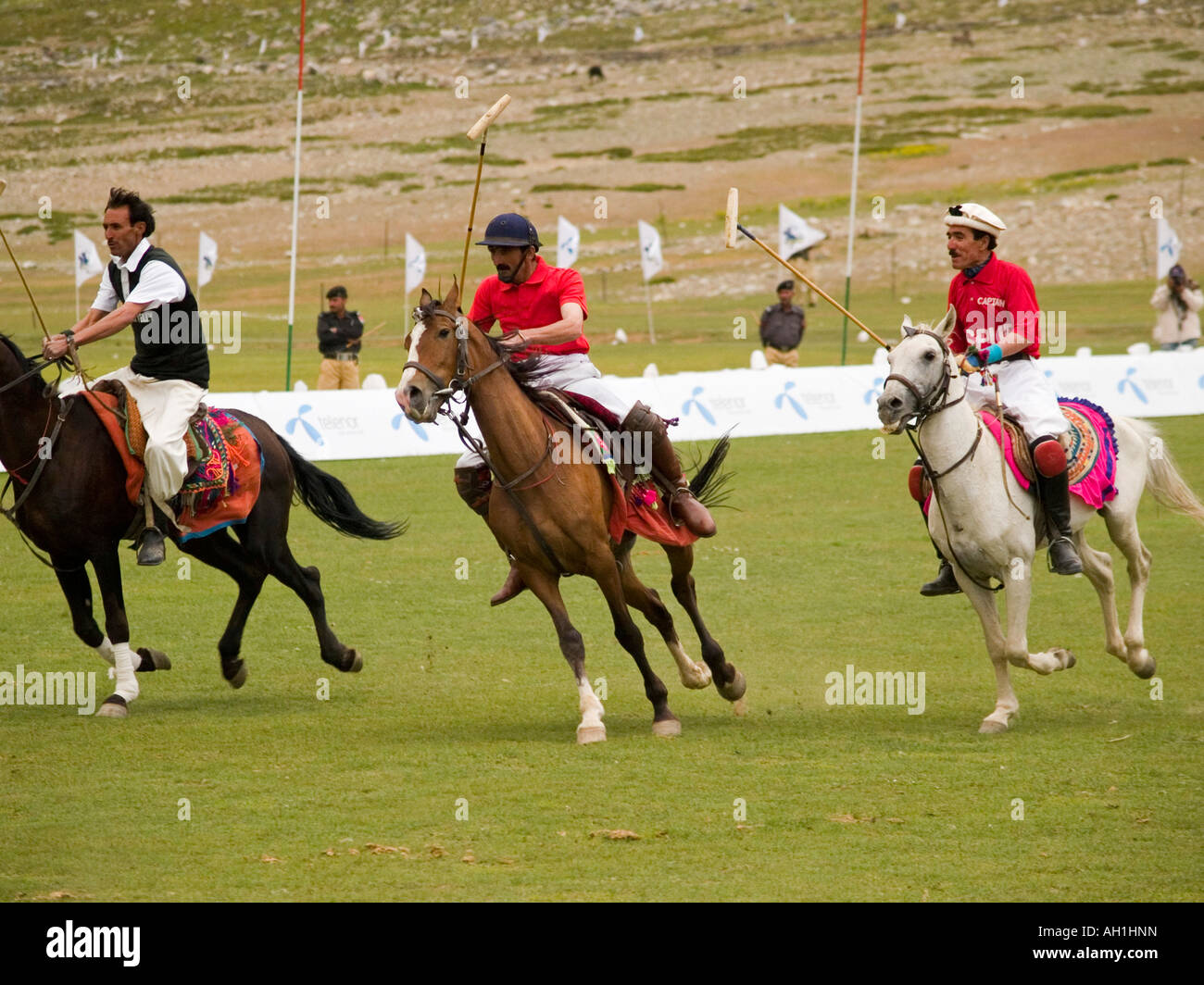 Polo-Spieler am Shandur-Pass-Polo Festival, Pakistan Stockfoto