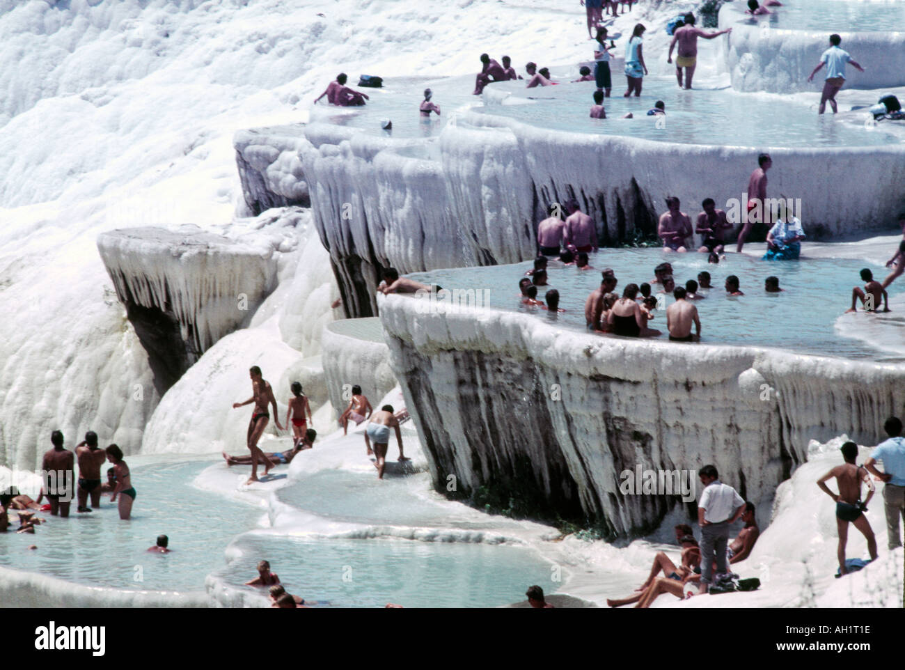 Pamukkale Türkei Spa Menschen Kalkstein Formation Travertin Terrassen ...