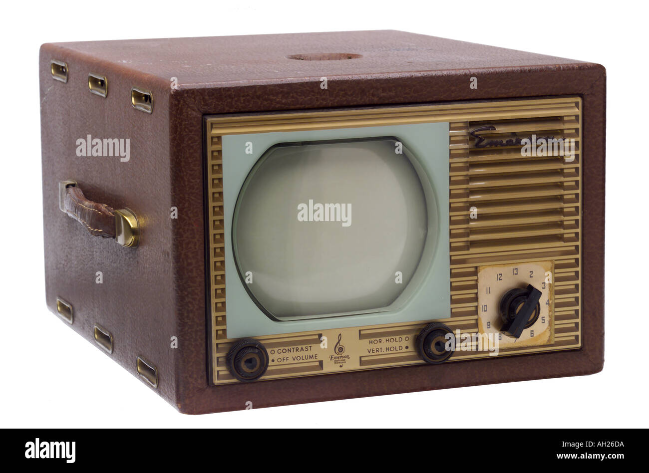 Eine kleine, Vintage Fernsehen Silhouette auf weißem Hintergrund Stockfoto