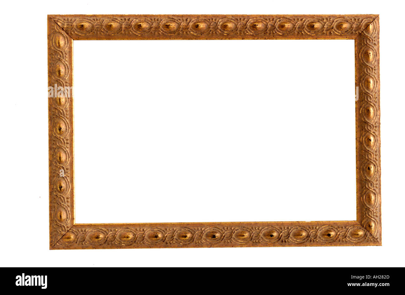 Eine antike, gold, bemalten Bilderrahmen Silhouette auf weißem Hintergrund Stockfoto