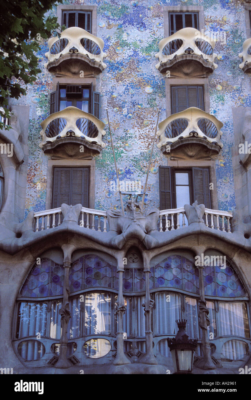 Barcelona. Casa Batllo Balkone Detail. Katalonien. Spanien Stockfoto