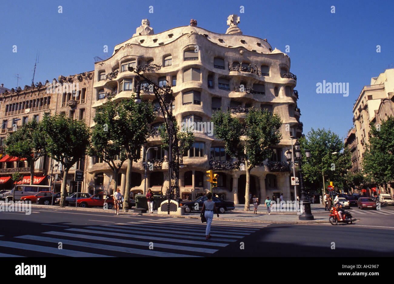 Barcelona Casa Mila oder La Pedrera. Katalonien. Spanien Stockfoto