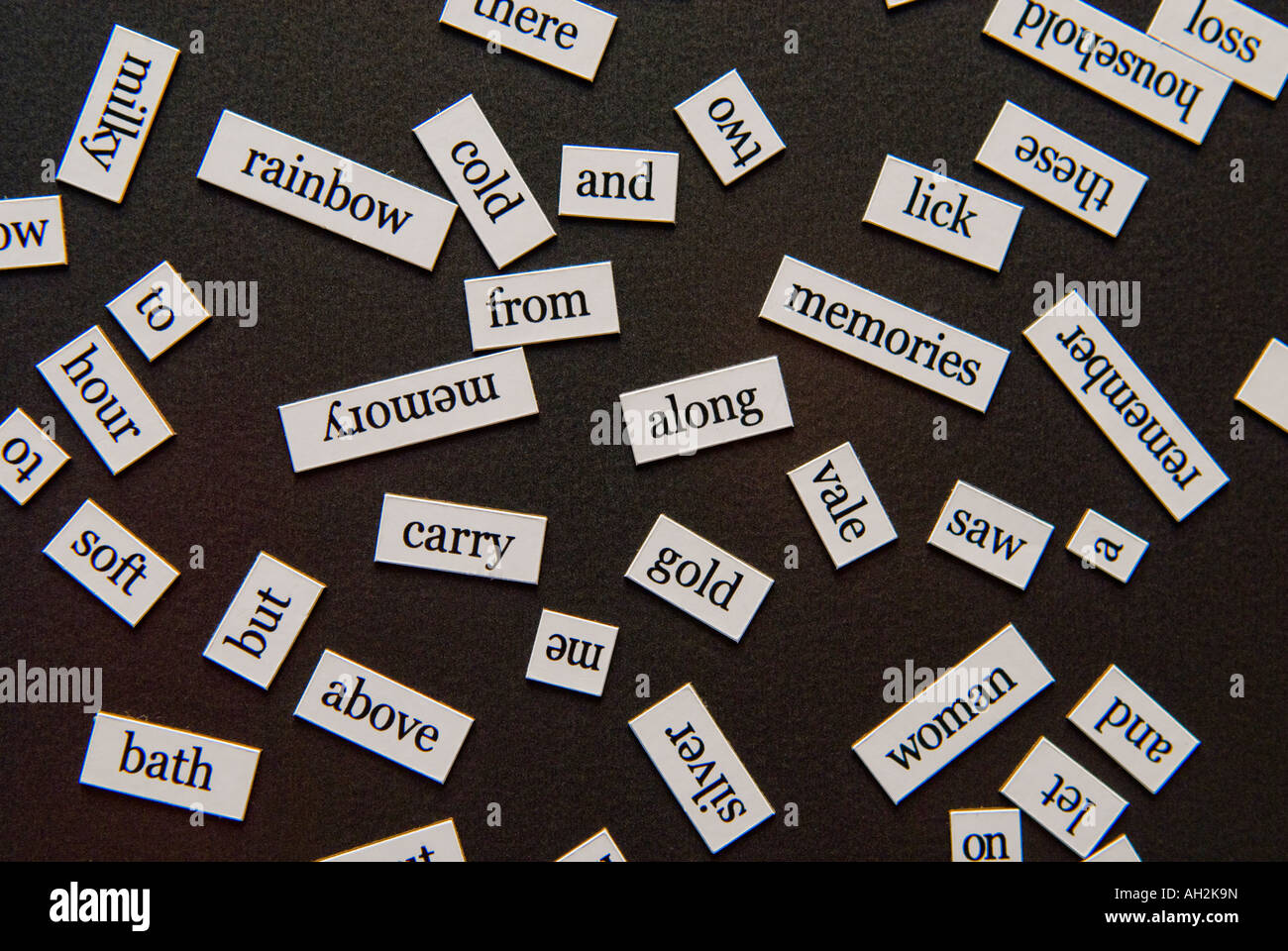 Kühlschrank-Poesie-Worte Stockfoto