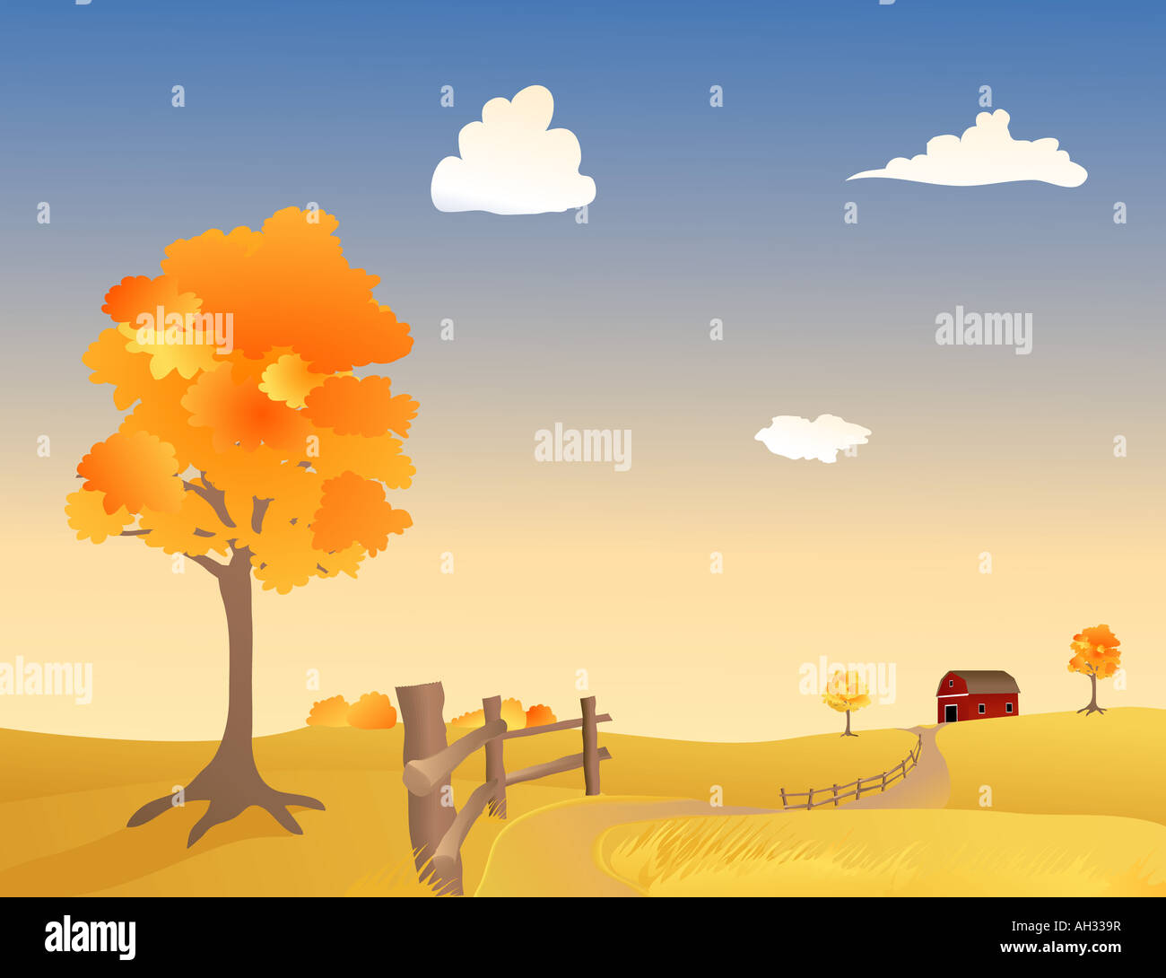 Vektor-Illustration von einer Weide im Herbst Stockfoto
