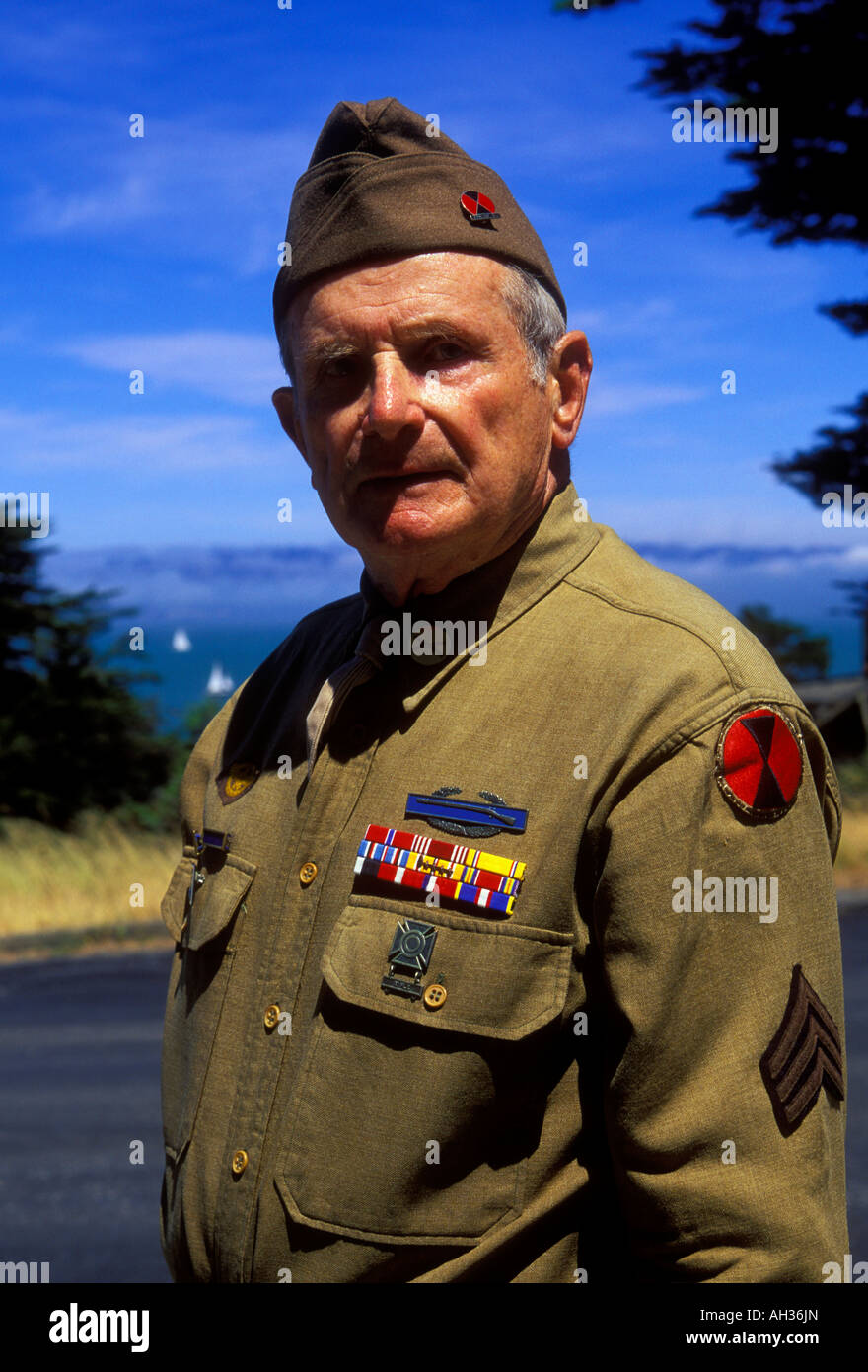 1, 1, amerikanischen Mann, militärischen Veteran, Veteran des 7 Infanterie, US Army Veteran, Dozent, Angel Island State Park, Angel Island, Kalifornien Stockfoto