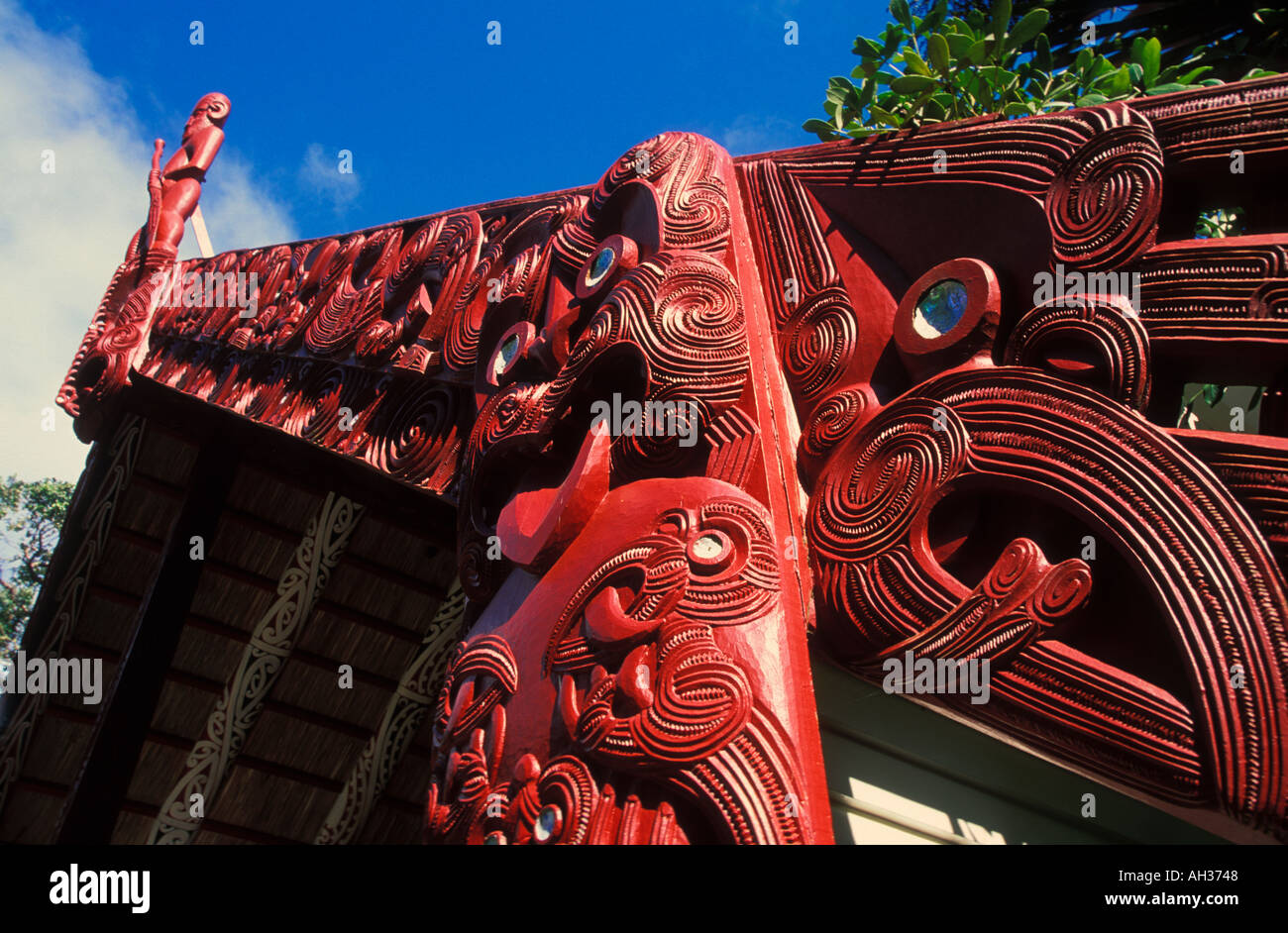 Neuseeland Neuseeland Waitangi Haus der Begegnung Te Whare Runanga in Waitangi in der Nähe von Paihia Bucht der Inseln North Island, Neuseeland Stockfoto