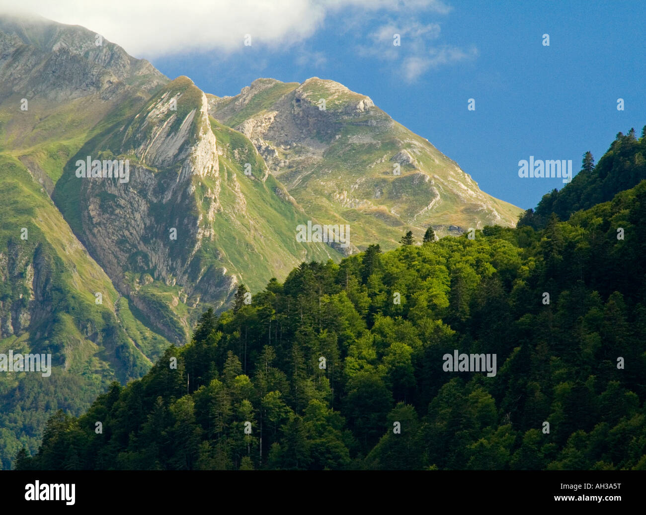 Blick auf die Berge in der Nähe von Lac de Fabreges im Parc National des Pyrenäen südwestlichen Frankreich Europa Stockfoto