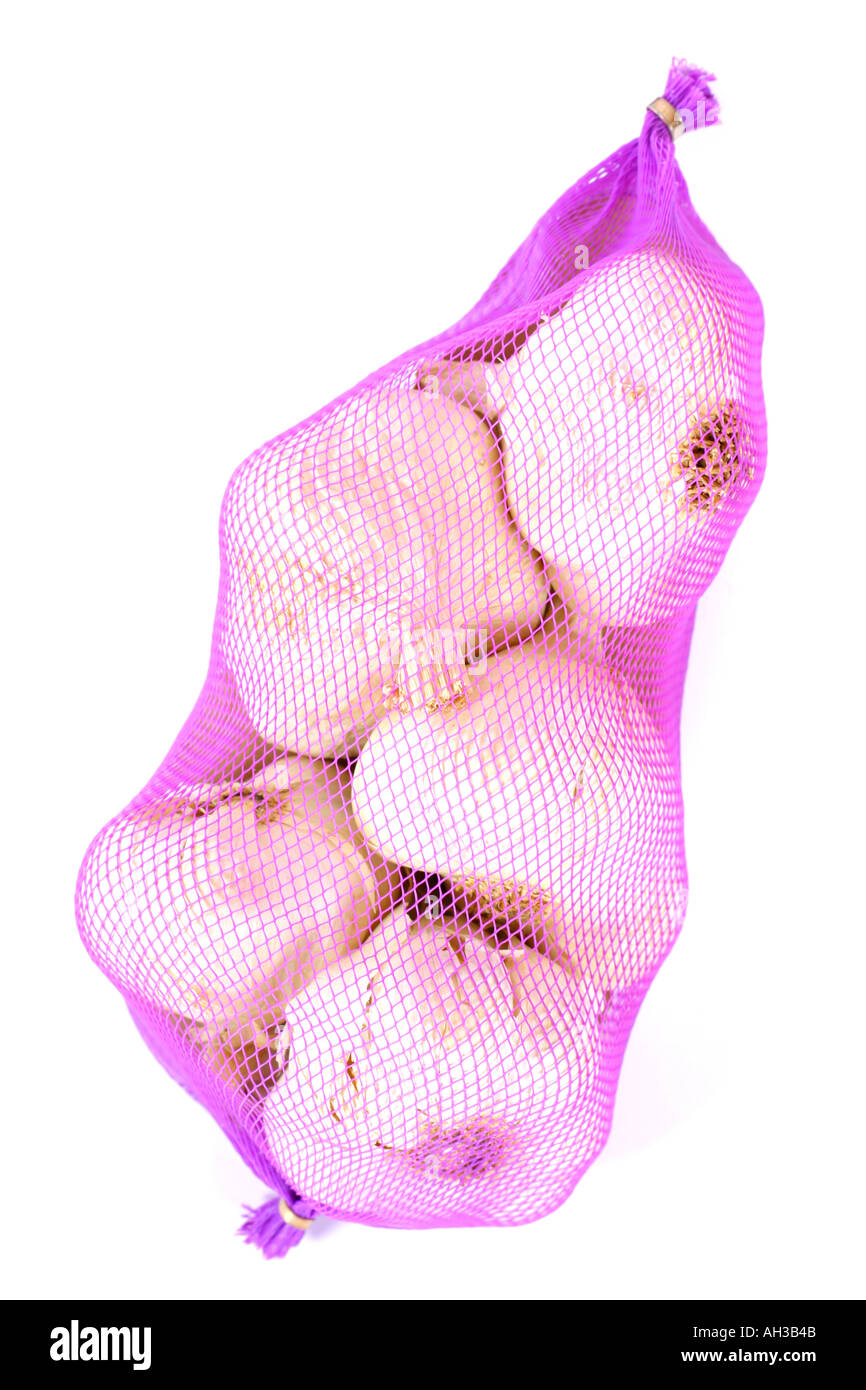 Knoblauch im Netz Stockfoto