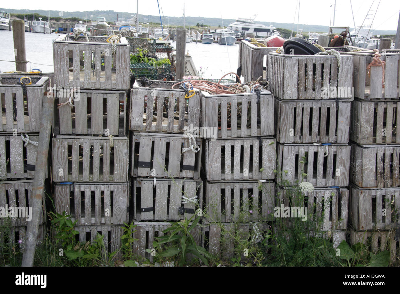 Hummer-Körbe in Menemsha auf Martha's Vineyard Stockfoto