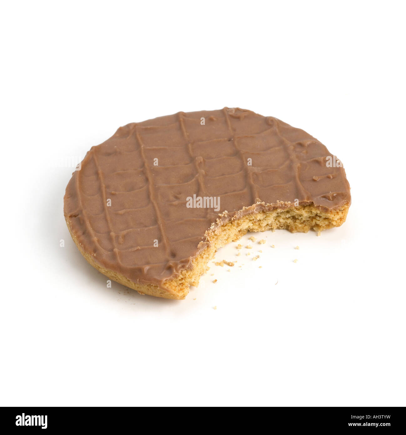 Vollmilch Schokolade Keks mit Biss herausgenommen Stockfoto