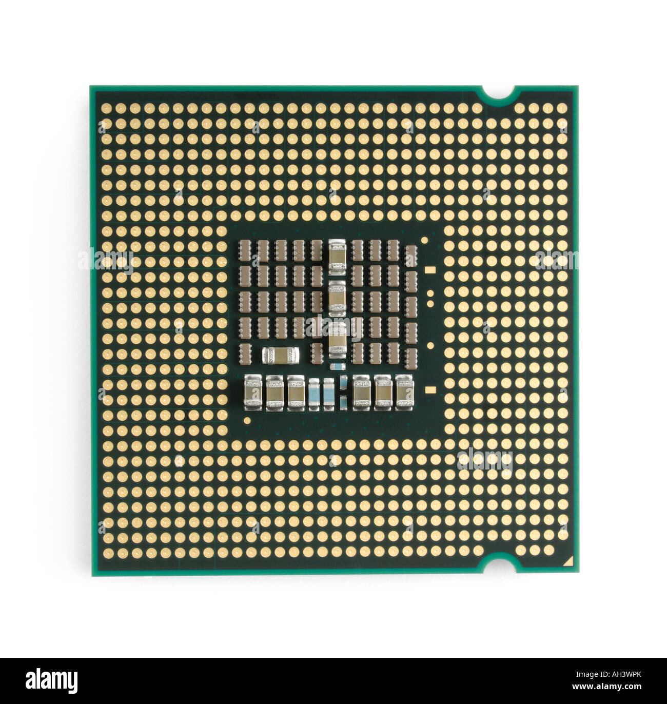 Intel Core 2 Quad Q6600 CPU Quad Core Computer Prozessor Closeup LGA775 Buchsenkontakte Stockfoto