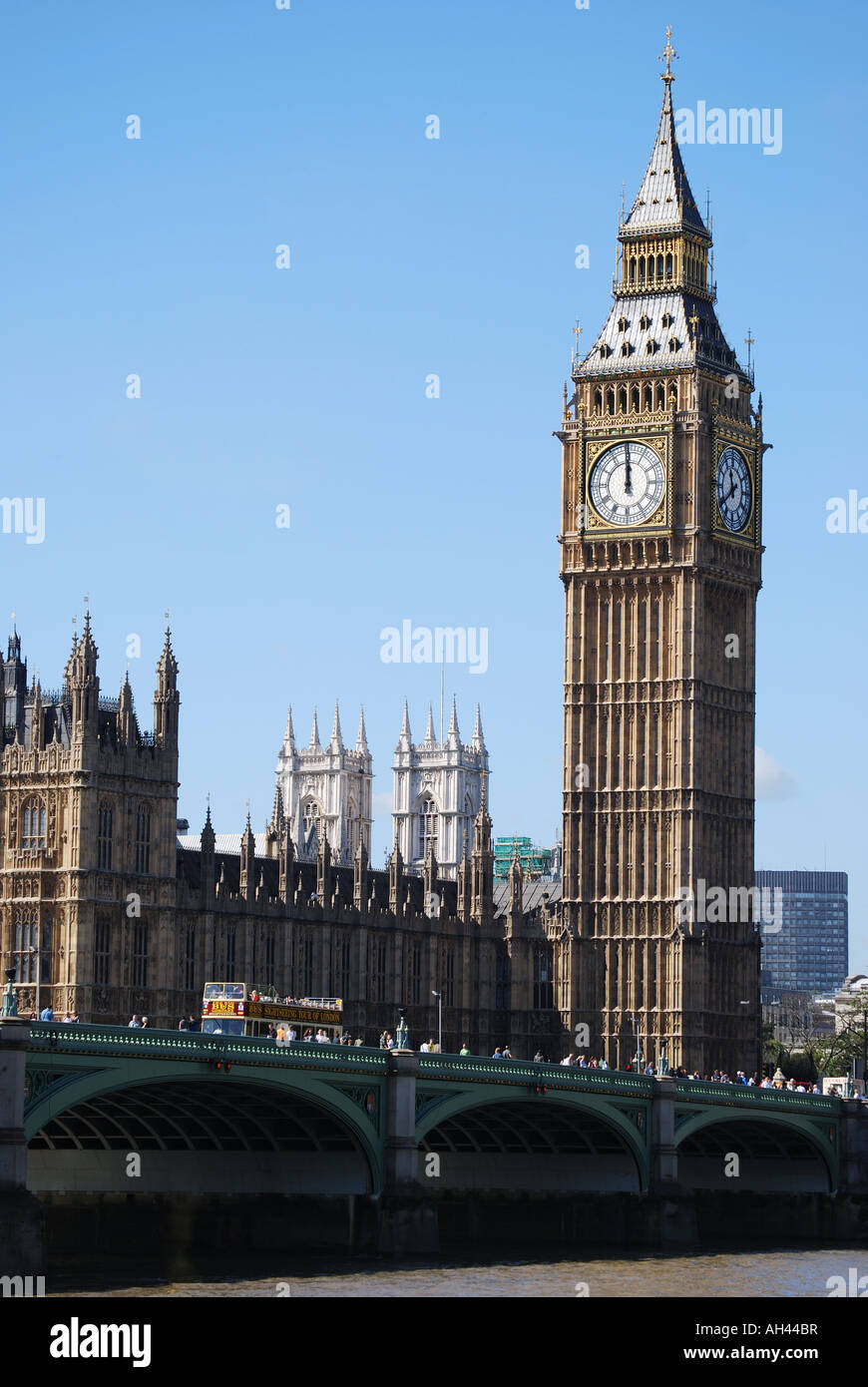 Big Ben und Westminster Bridge, Houses of Parlament, Parliament Square, London, England, Vereinigtes Königreich Stockfoto