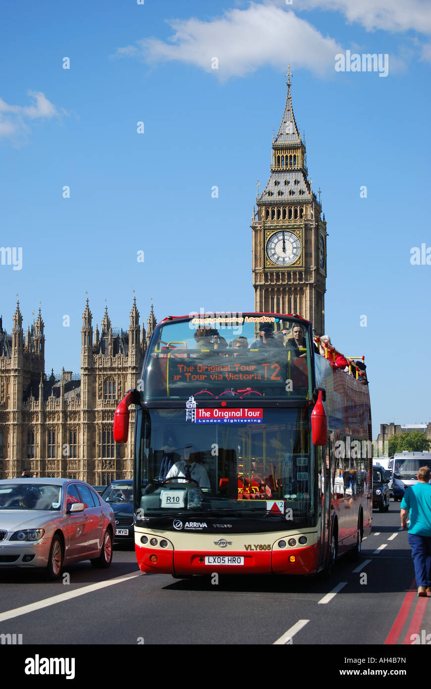 Big Ben von Westminster Bridge, Houses of Parlament, Parliament Square, London, England, Vereinigtes Königreich Stockfoto