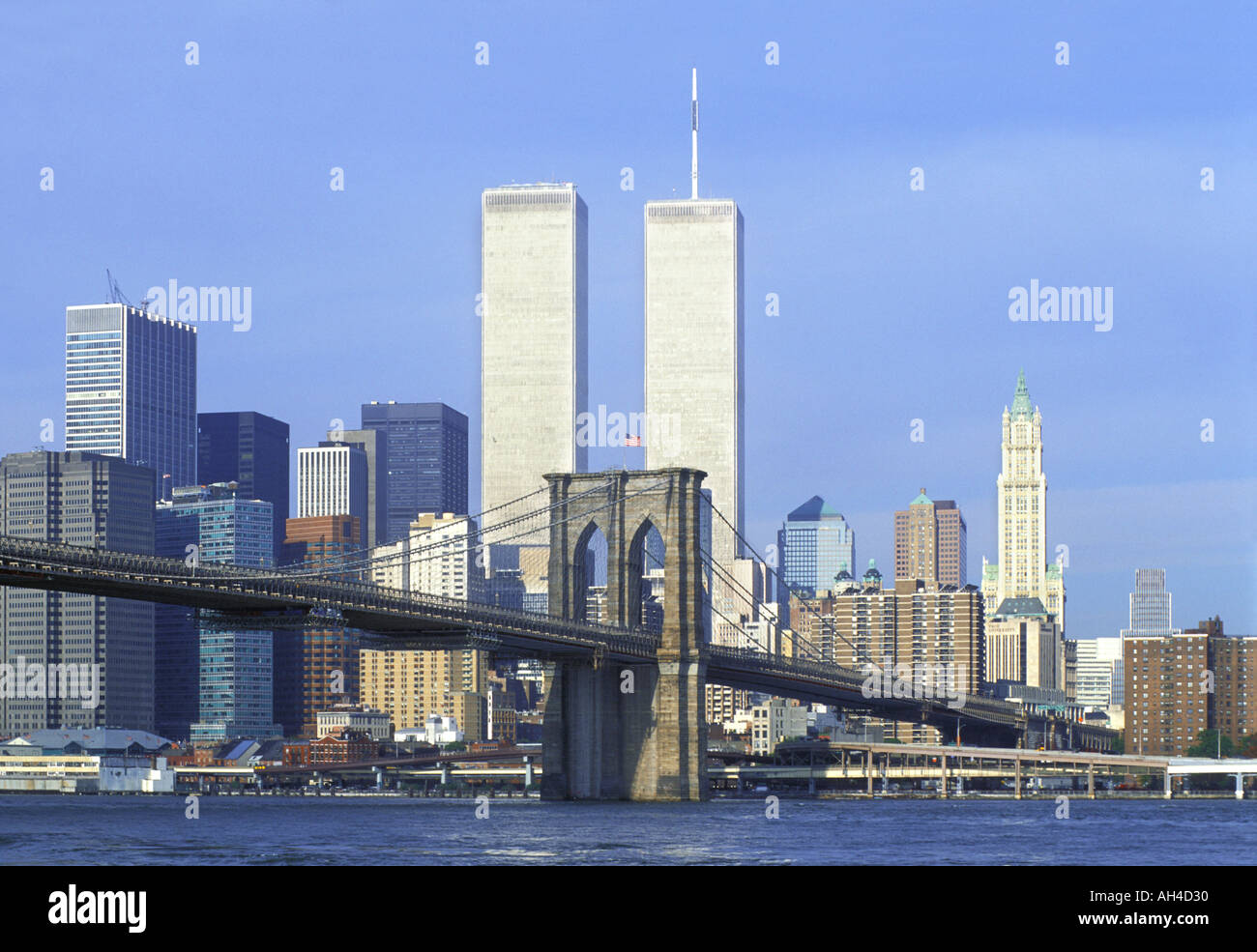 Usa New York Stadt Lower Manhattan Brooklyn Bridge World Trade