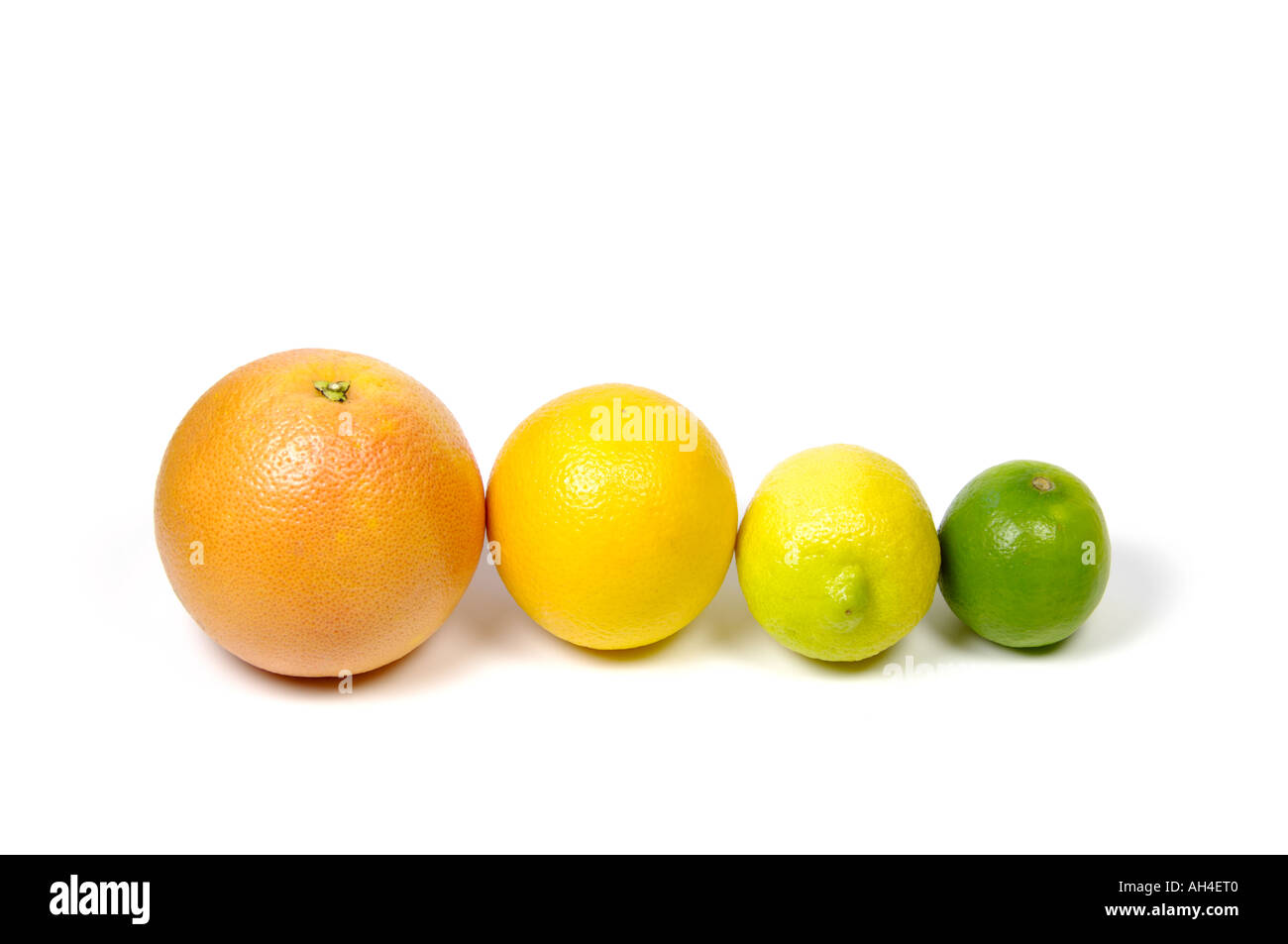 Gruppe von Zitrusfrüchten Red Grapefruit Orange Zitrone und Limette Stockfoto