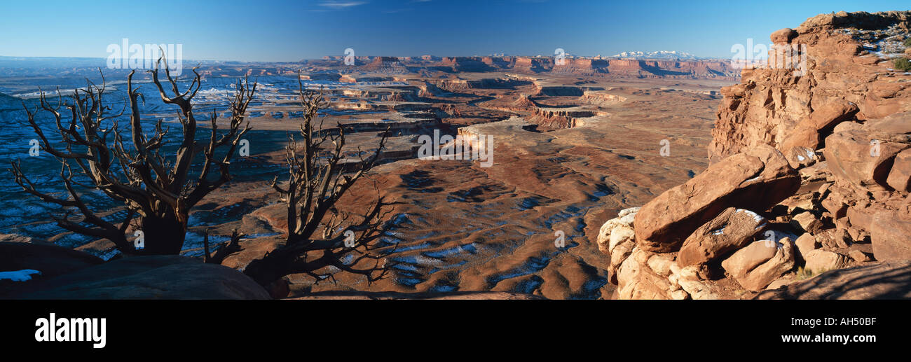 Vereinigte Staaten von Amerika, in Utah Canyonlands National Park, Insel im Stadtteil Himmel, Green River Overlook Panorama Stockfoto