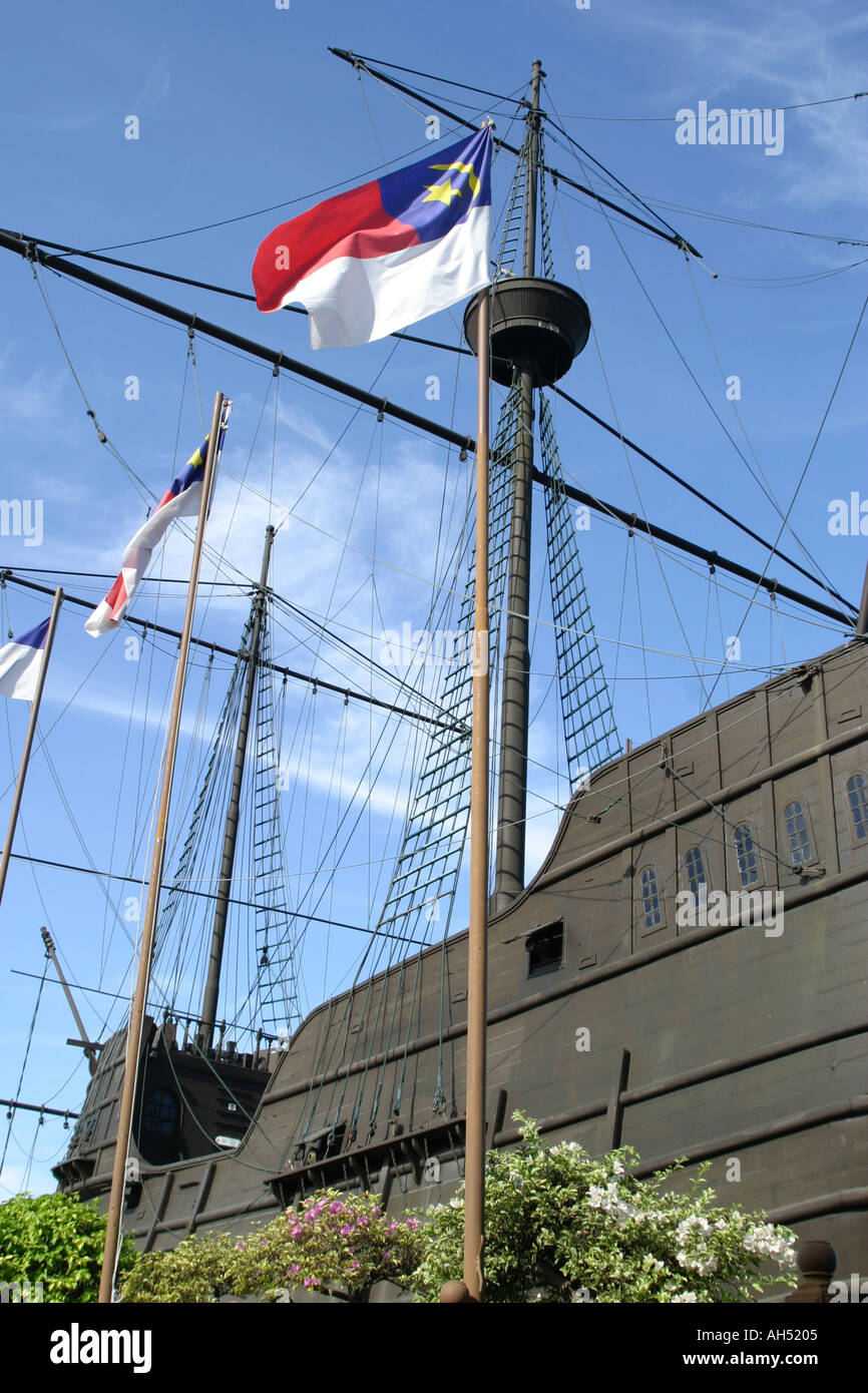 Flora De La Mar portugiesischen historischen Galeone ist jetzt ein beliebtes historisches Museum in Malakka, Melaka, Malaysia Stockfoto