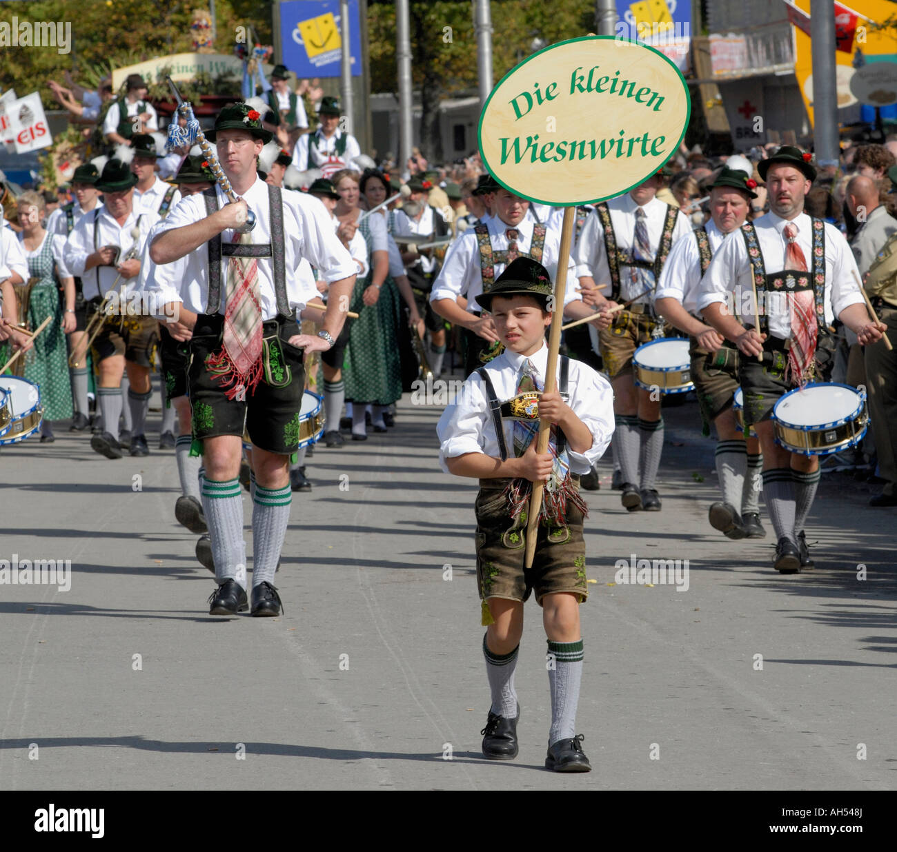 Traditionelle bayerische marching Band, Münchner Oktoberfest, Deutschland Stockfoto