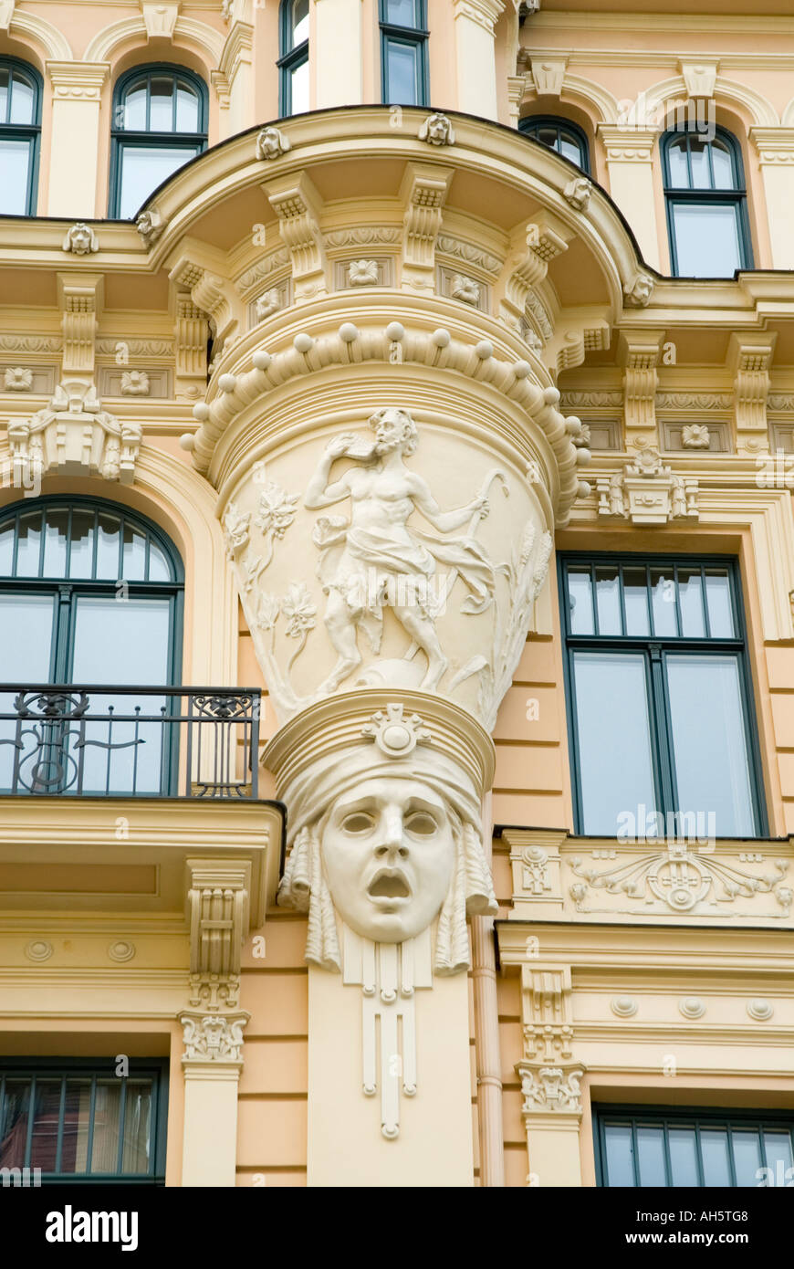 Detail des Gebäudes in der Jugendstil-Viertel Riga Lettland Stockfoto