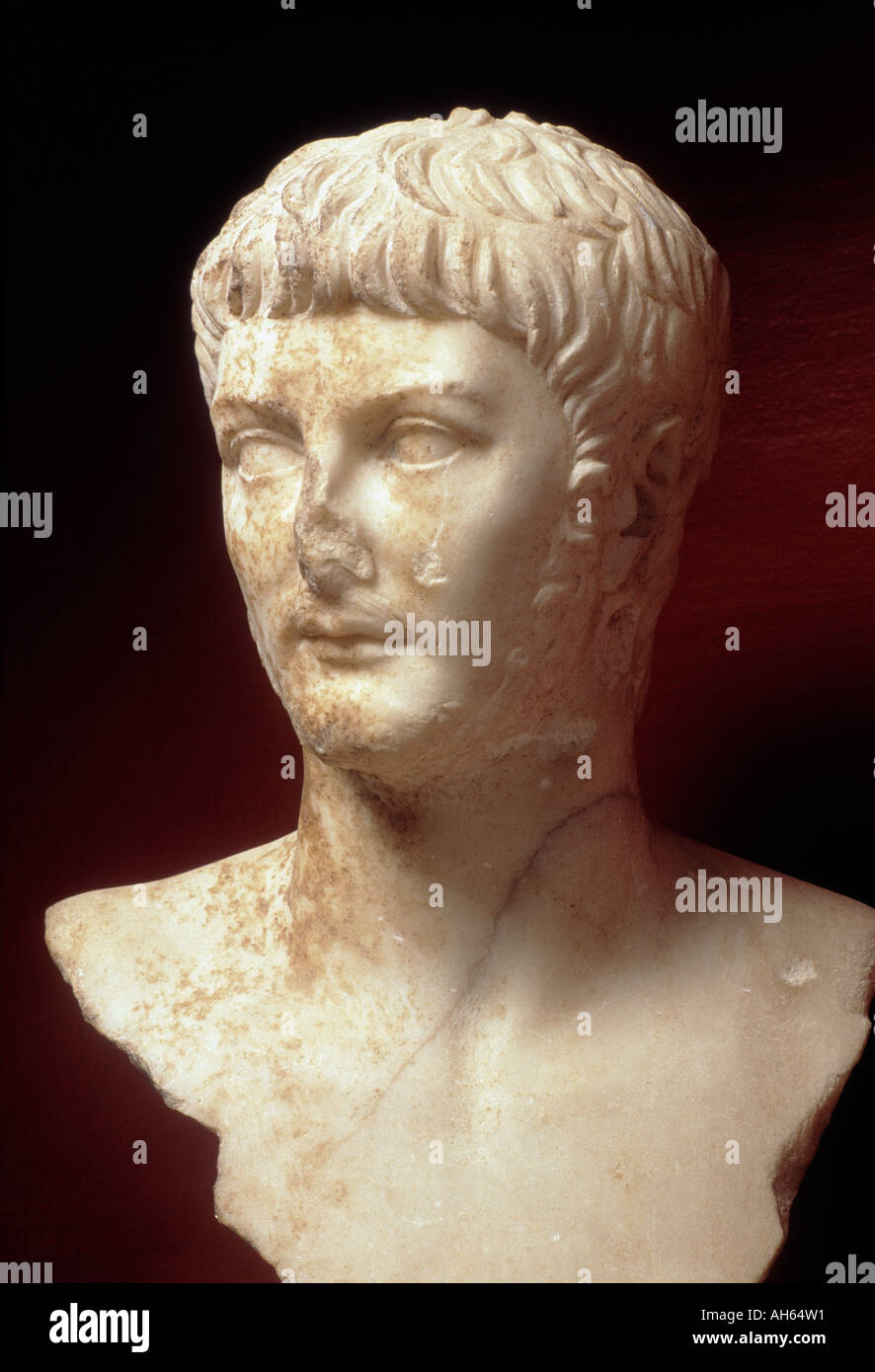 Büste des germanischen Nero in der römischen Villa von Antequera Malaga Andalusien Spanien Stockfoto