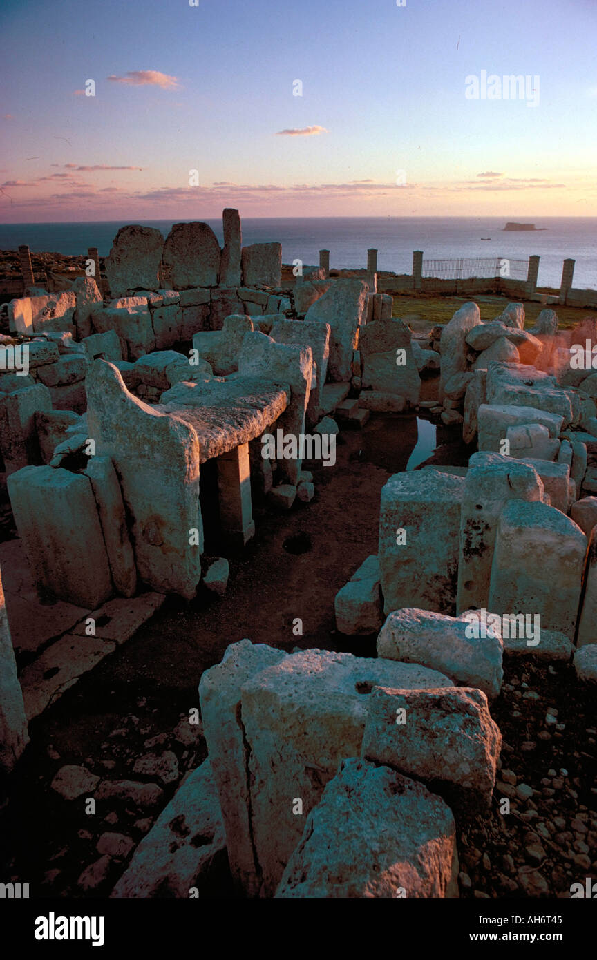 Hagar Qim Tempel UNESCO Weltkulturerbe Insel von Malta Mittelmeer Europa Stockfoto
