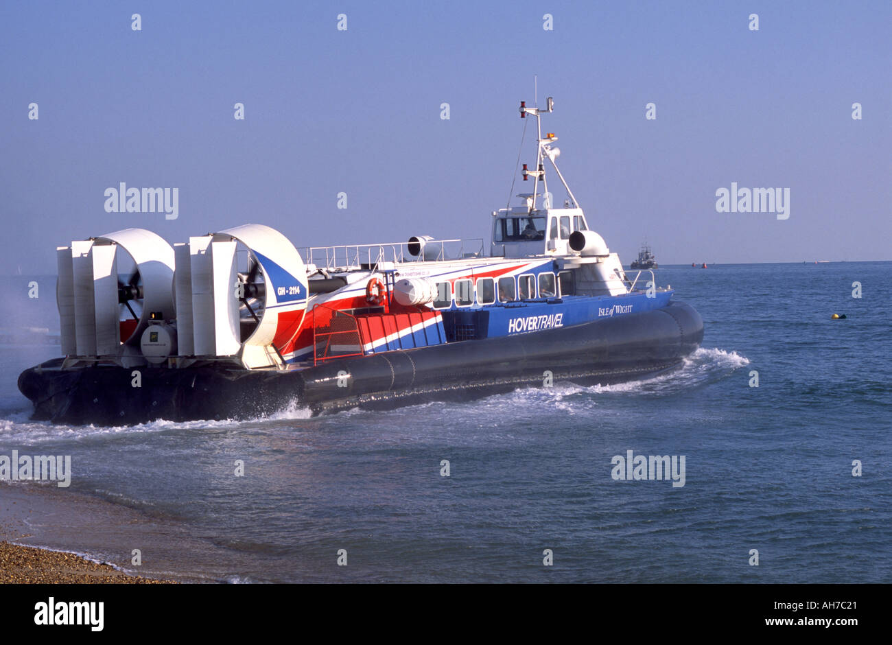 Hovercraft Southsea zu verlassen, für die Isle Of Wight Hampshire UK Stockfoto