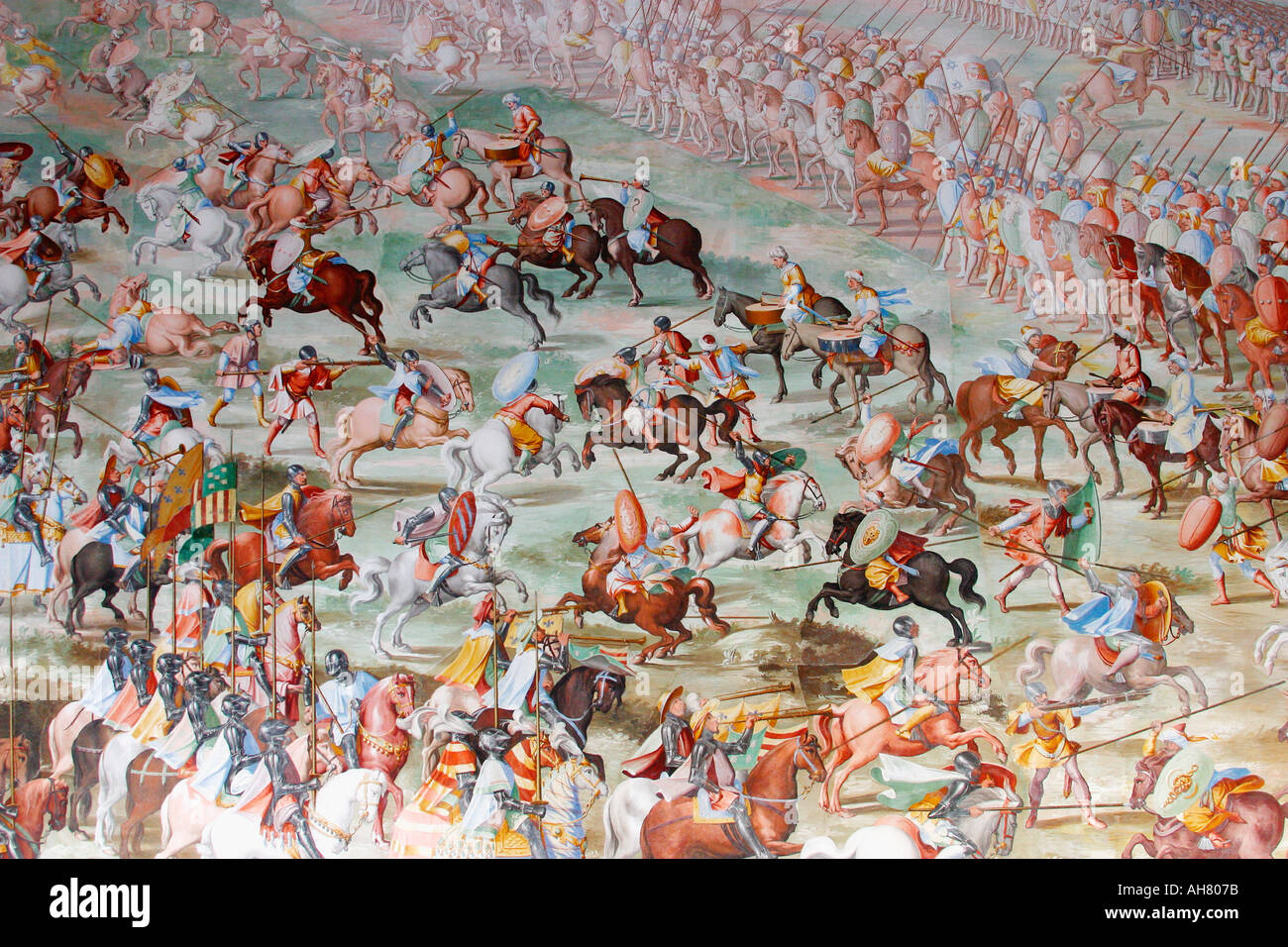 San Lorenzo de el Escorial Provinz madrid spanien Abschnitt der Wandmalerei in der Halle der Schlachten Stockfoto