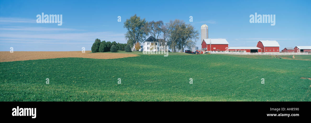 Rollende Farm Felder Great River Road Balltown N E Iowa Stockfoto