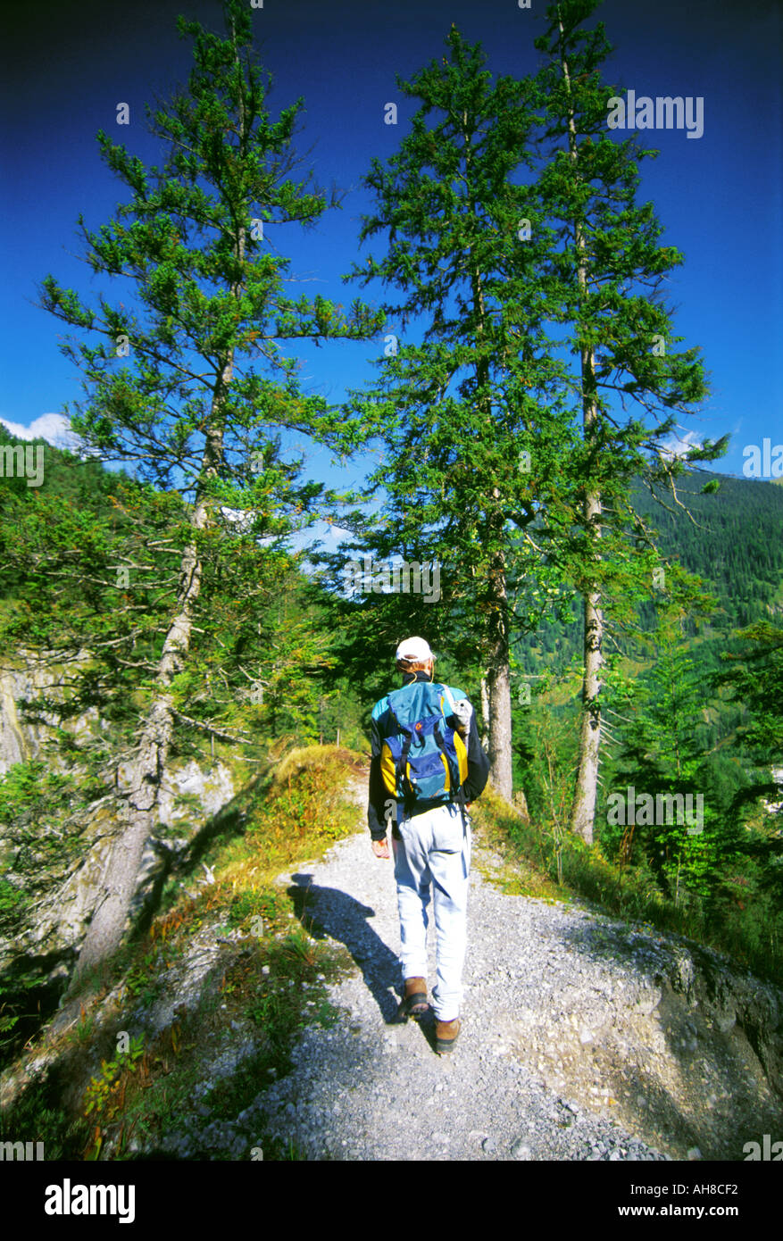 Wanderer in Österreichs Alpen wandern Stockfoto