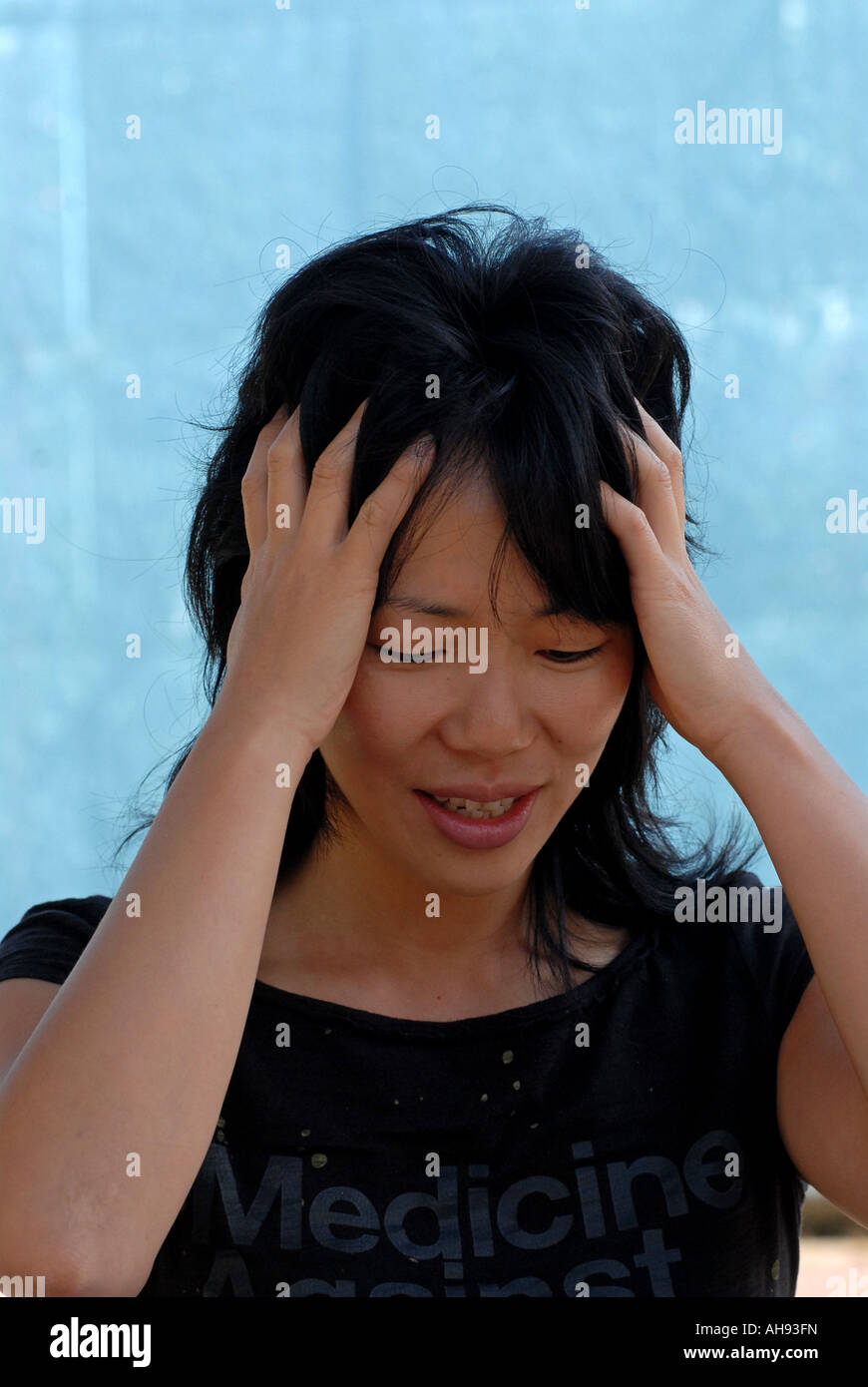 Unglücklich Asiatin Stockfoto