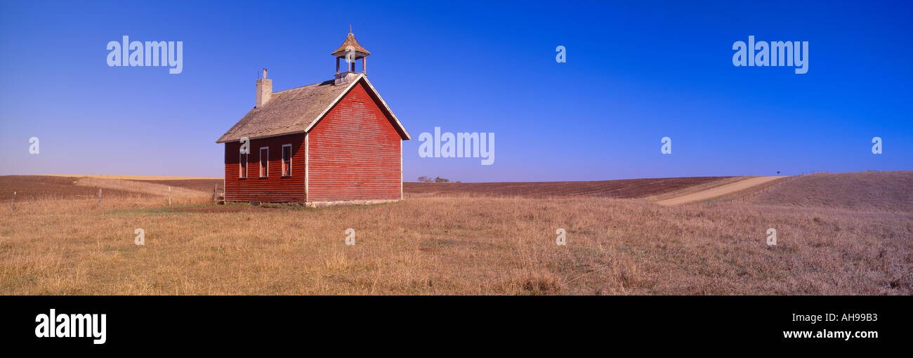 Alte rote Schulhaus Prärie Schlacht Lake Minnesota Stockfoto