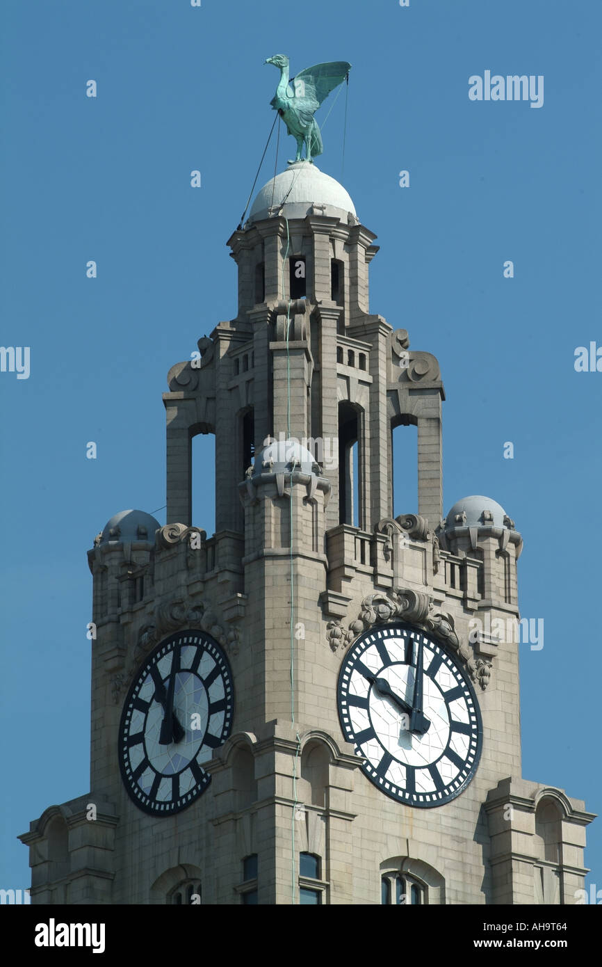 Liverpool Waterfront Merseyside Liverbird übersieht Basie-Mersey nördlichen England UK Stockfoto