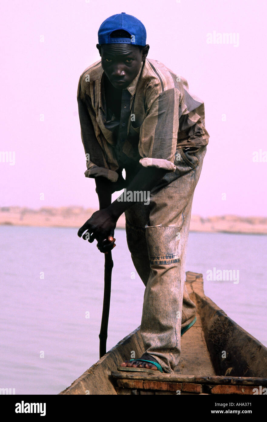 Bootsmann Fluss Niger Mali Stockfoto