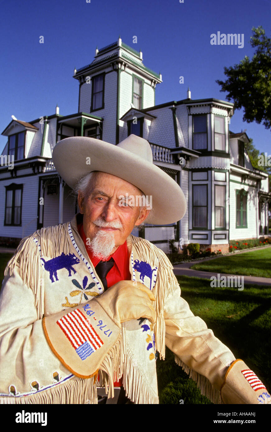BUFFALO BILL CODY-LOOK-ALIKE IM BUFFALO BILL RANCH STATE HISTORICAL PARK IN NORTH PLATTE, NEBRASKA. Stockfoto