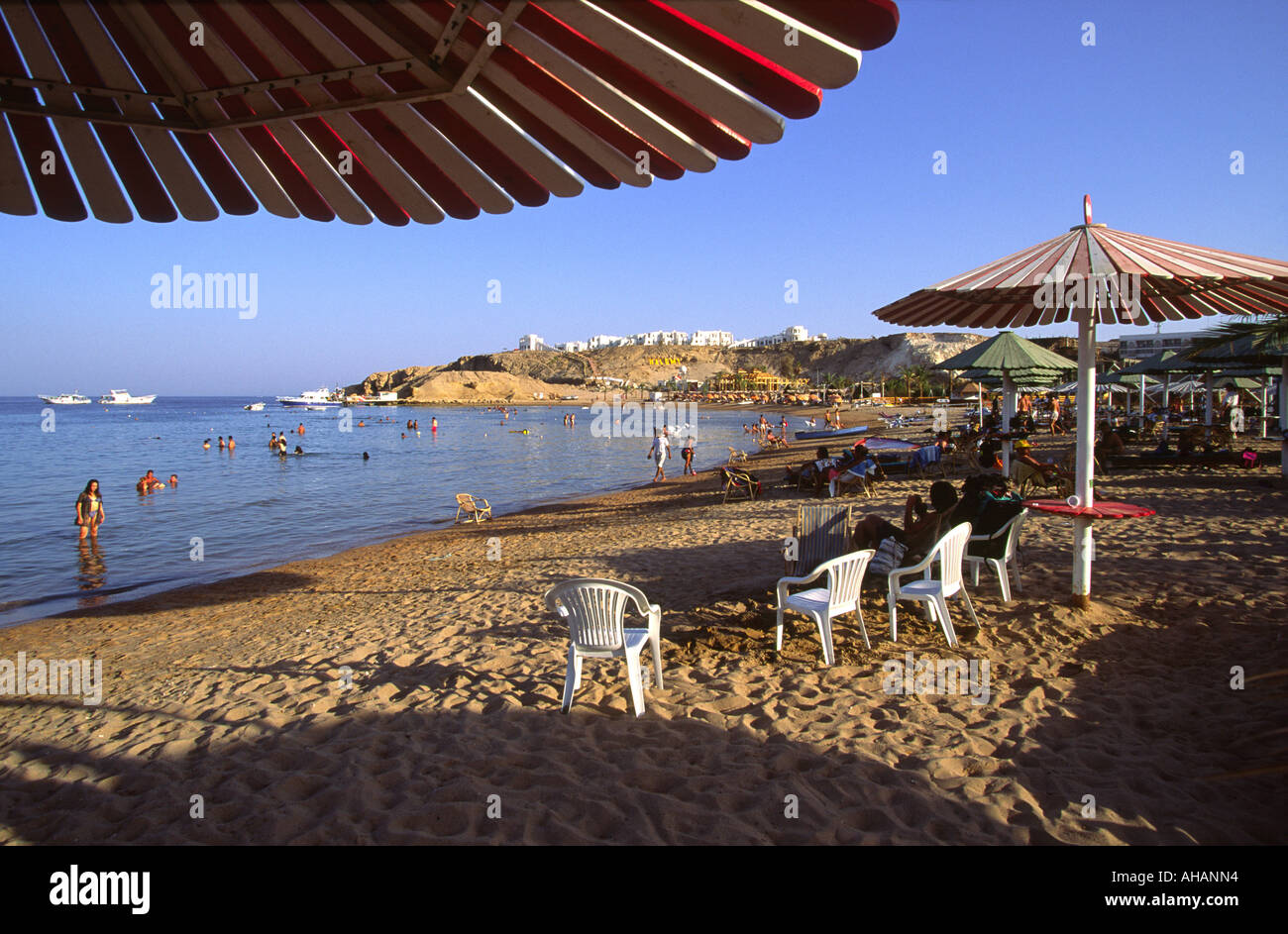 Ägypten Sharm el Sheik Rotes Meer Naama Bay Strand Stockfoto