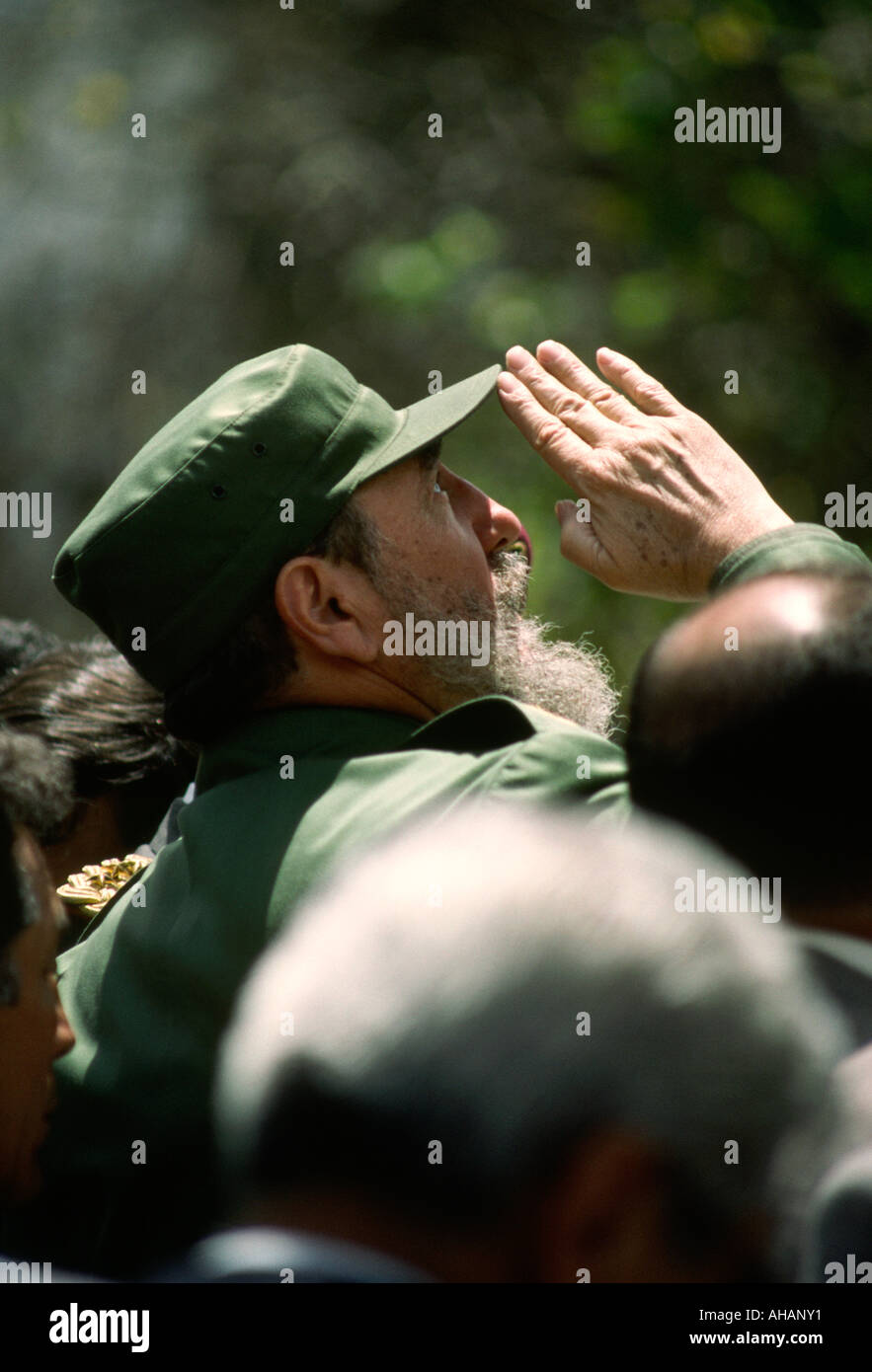 Ecuador kubanische Präsident Fidel Castro in Quito grüßen Stockfoto
