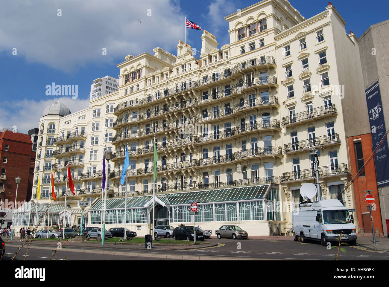 Das Grand Hotel, Kings Road, Promenade, Brighton, East Sussex, England, Vereinigtes Königreich Stockfoto