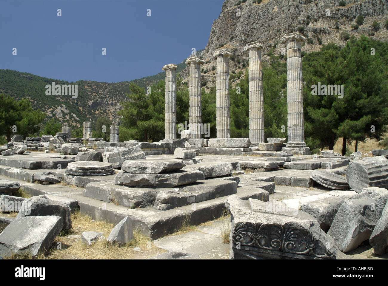 Antiken griechischen Tempel der Aphrodite Priene Türkei Stockfoto
