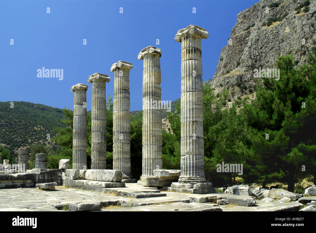 Antiken griechischen Tempel der Aphrodite Priene Türkei Stockfoto