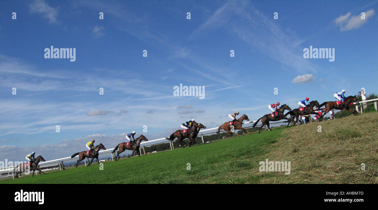 Renntag in Epsom Racecourse Stockfoto