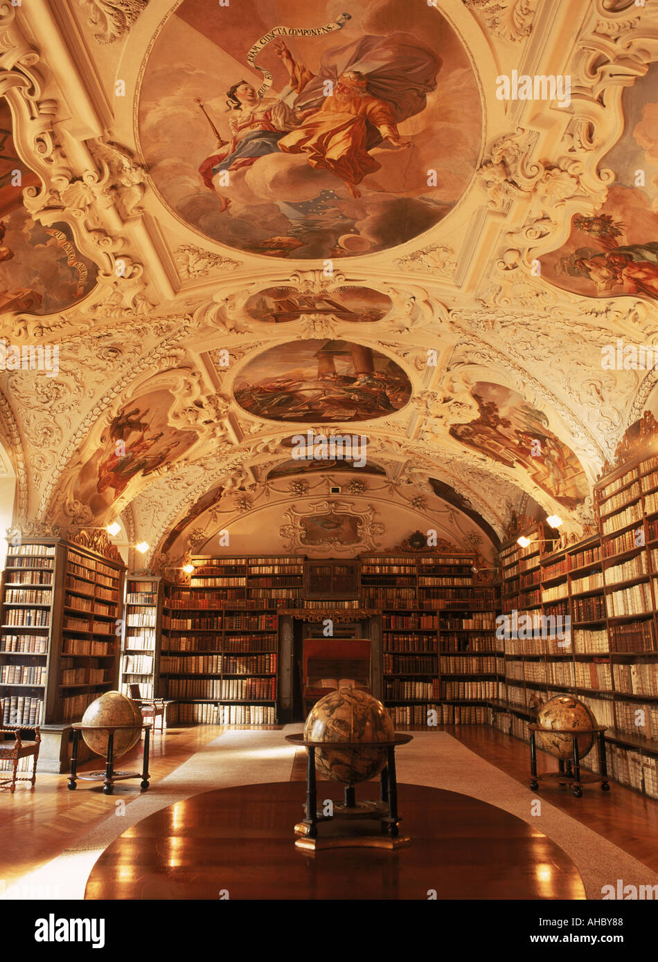Theologische Saal in Strahov Bibliothek in Prag Tschechische Republik Stockfoto