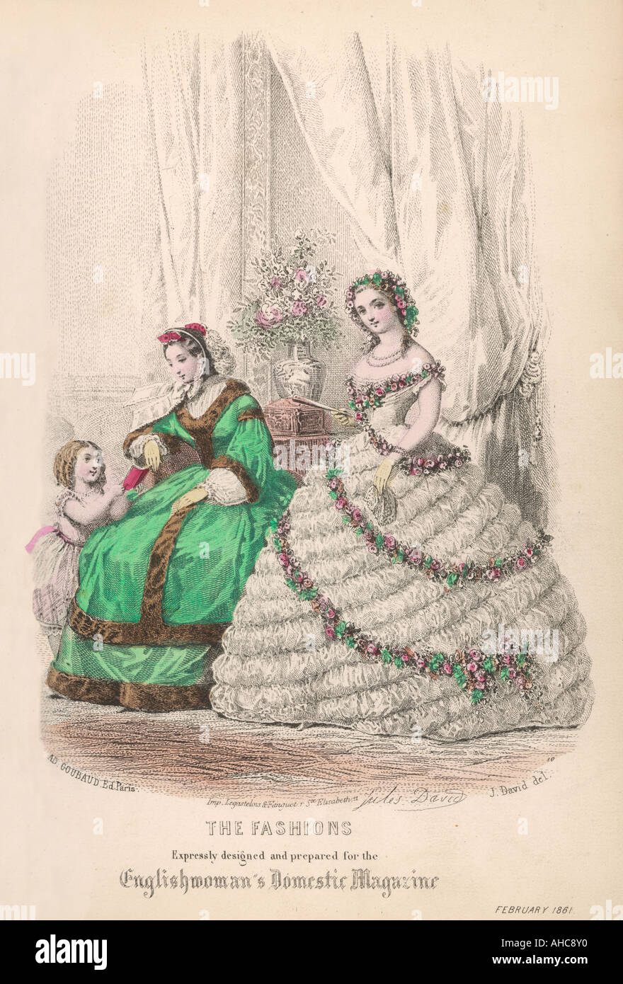 Abendessen Ballkleid 1861 Stockfoto