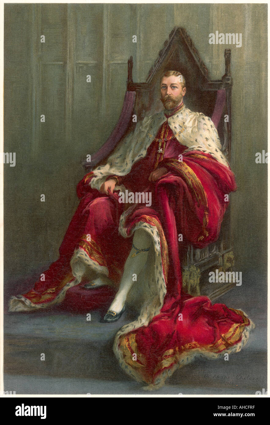 König George V auf Thron Stockfoto