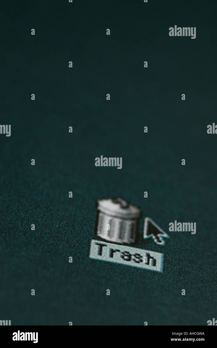 Papierkorb-Symbol auf dem Desktop-Bildschirm Stockfoto