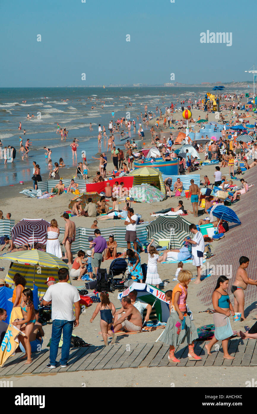 Der Strand von Malo-Les-Bains, in der Nähe von Dünkirchen (Dunkerque-Flandern-Frankreich) Stockfoto