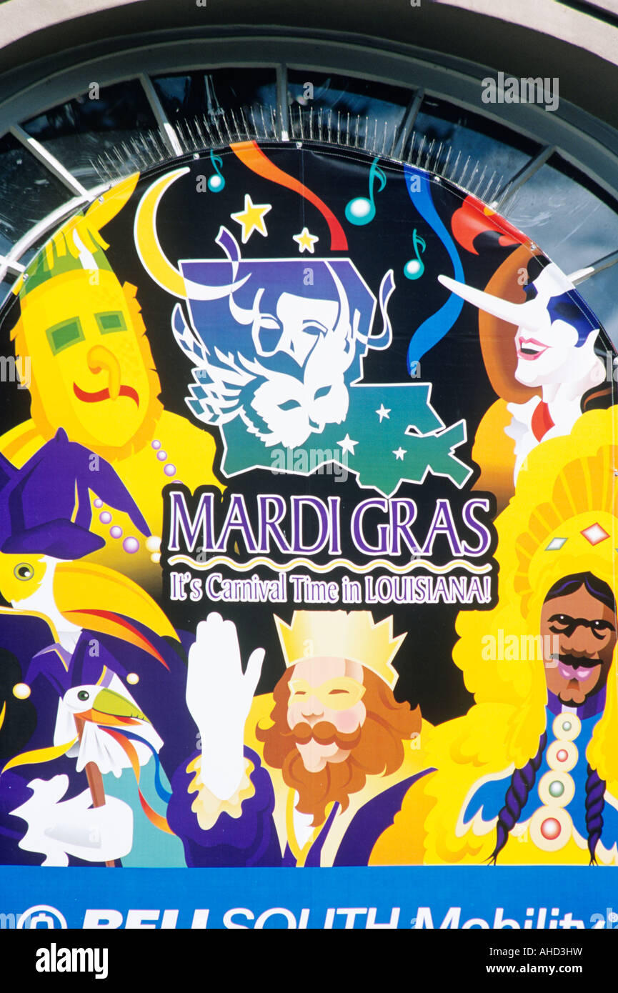 Karneval-Werbung, French Quarter, New Orleans, Louisiana, USA Stockfoto