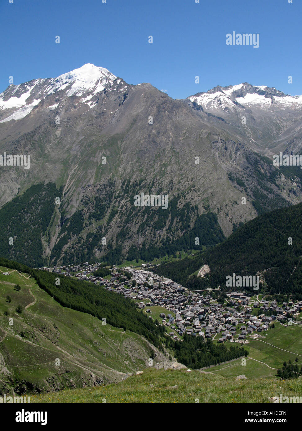 Ansicht von Saas Fee, Schweiz Stockfoto