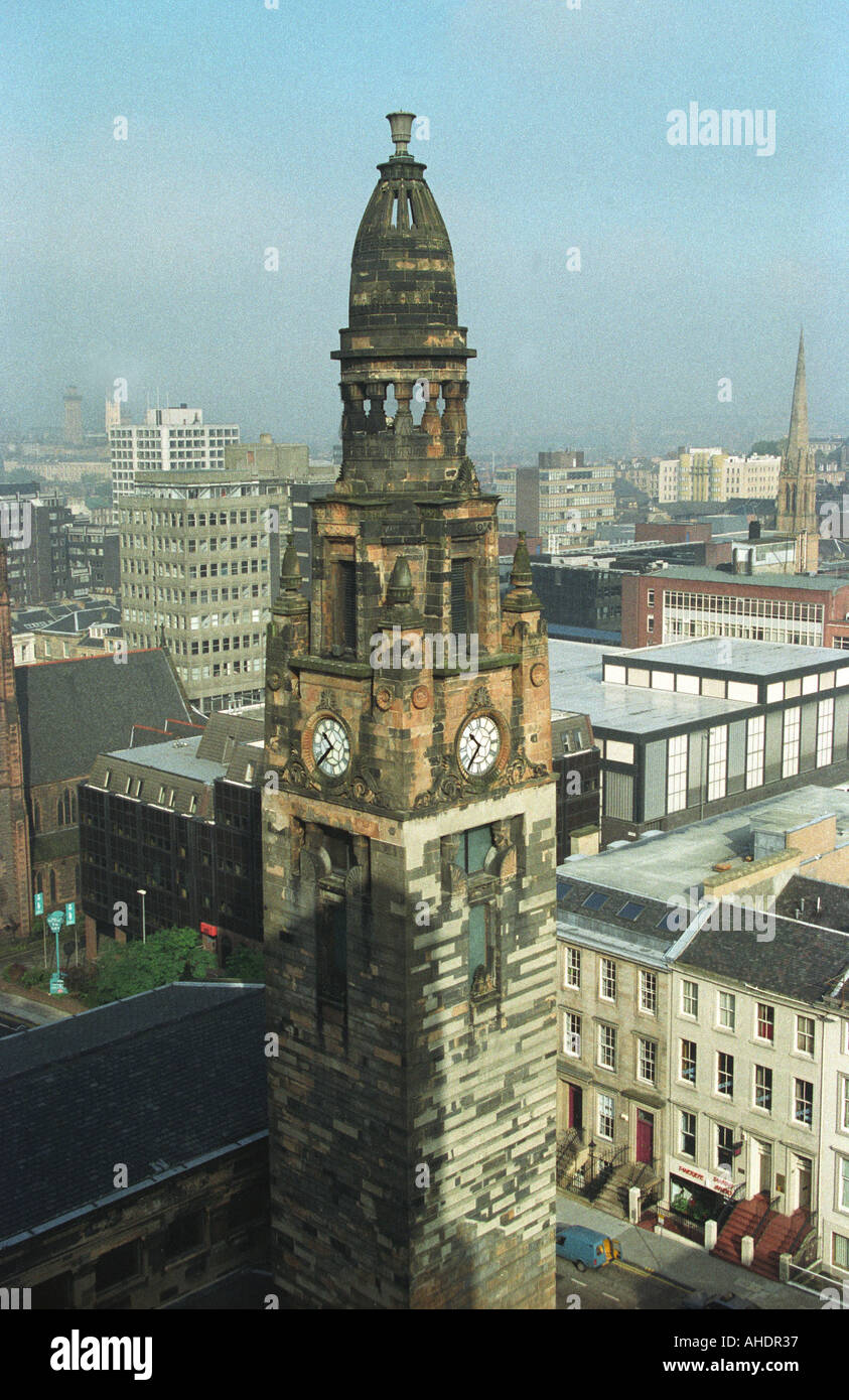 Der Turm und der Turm von Alexander Thomson s Kirche Glasgow Schottland Stockfoto